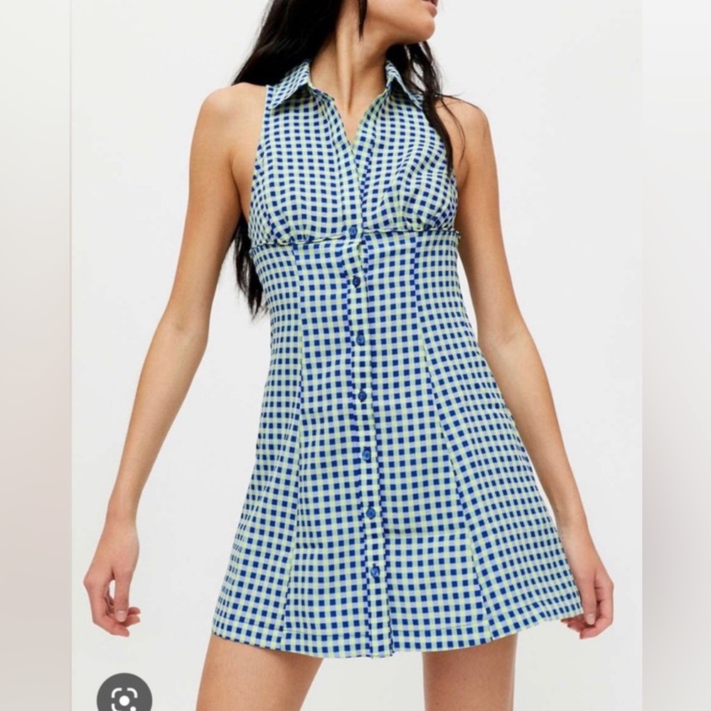 Urban Outfitters Blue and Green Gingham Dress